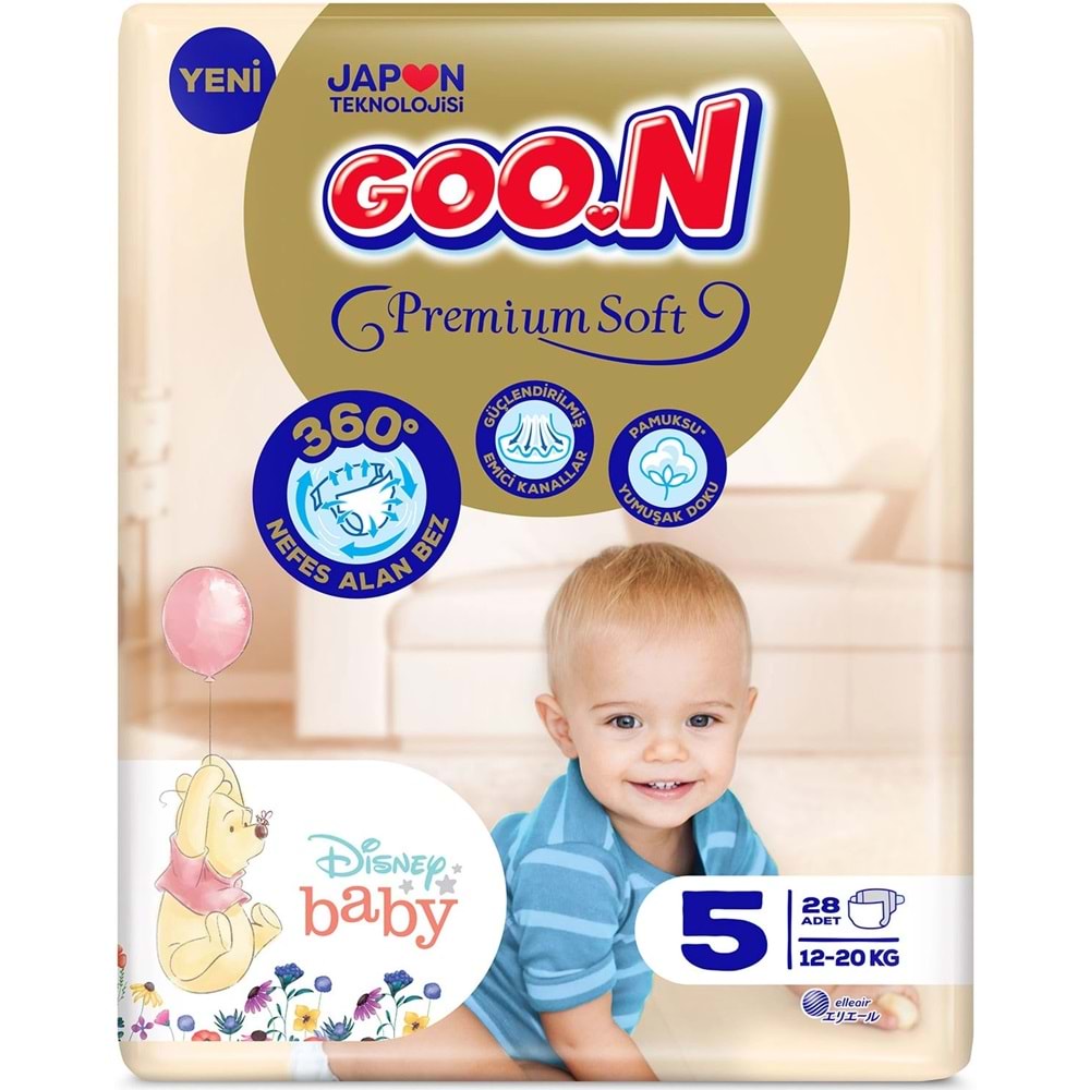 Goon Premium Soft Bebek Bezi Beden:5 (12-20Kg) Junior 28 Adet Jumbo Pk