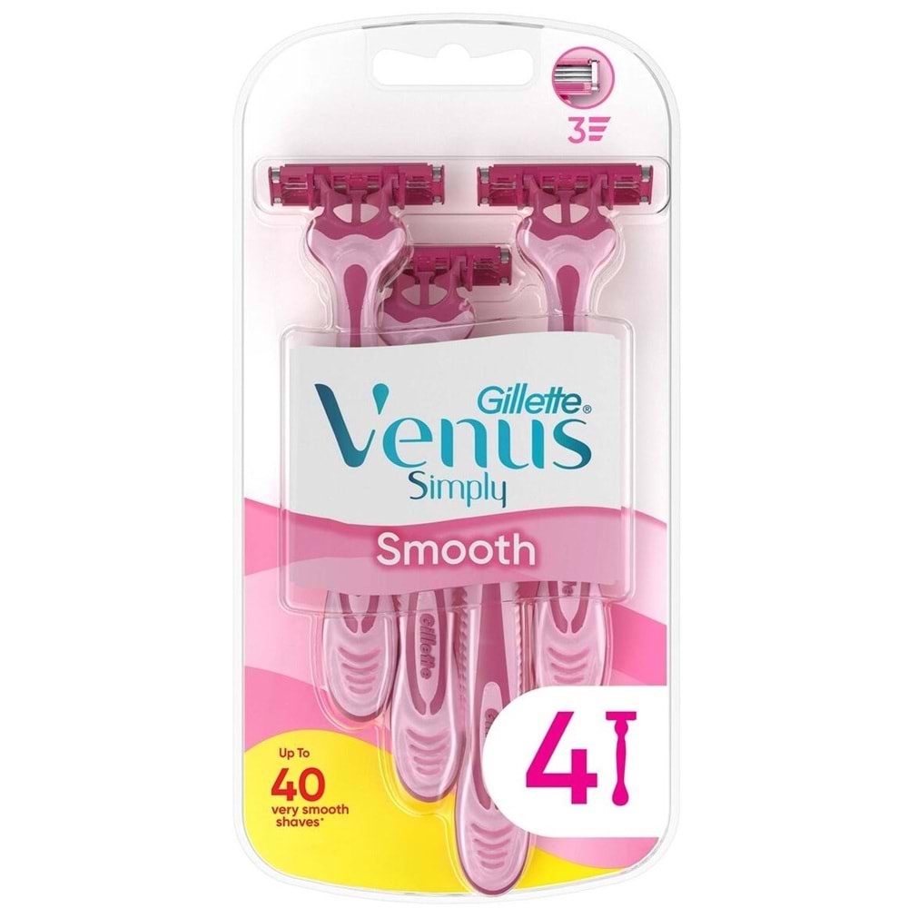 Gillette Venus Gillette Simply Venüs 3 Kullan At Tıraş Bıçağı Kadınlar İçin (Paket İçeriği 4 Adet)