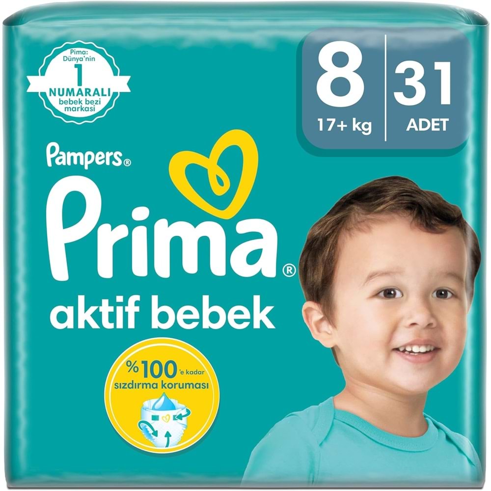 Prima Bebek Bezi Beden:8 (17+KG) XXX Large 31 Adet Ekonomik Pk