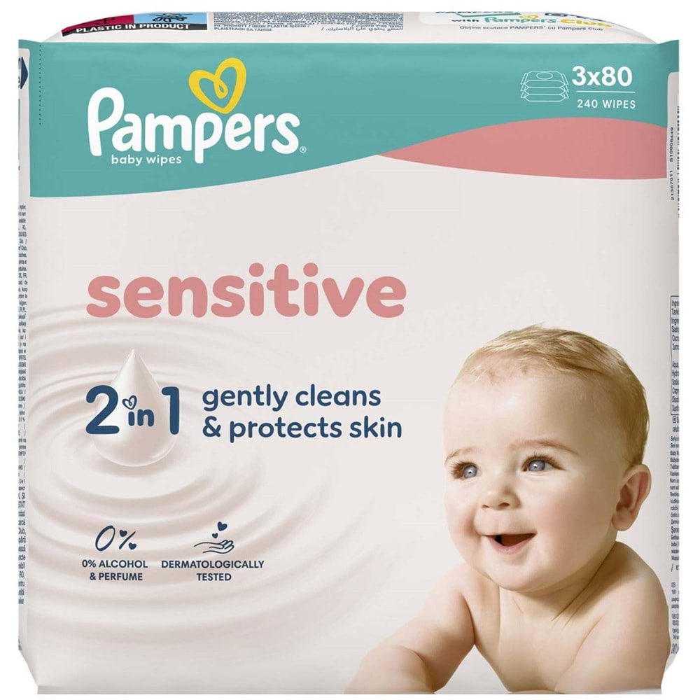 Prima Pampers Islak Havlu Mendil Sensitive 80 Yaprak (3 Lü Pk) 240 Yaprak