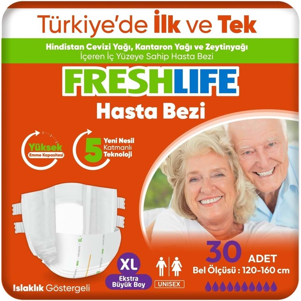 FreshLife Yetişkin Hasta Bezi Bel Bantlı XL - Ekstra Large - Extra Large 30 Adet