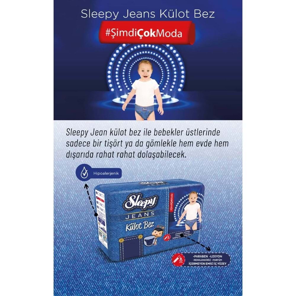 Sleepy Külot Bebek Bezi Jeans Jumbo Beden:3 (4-9Kg) Midi 34 Adet