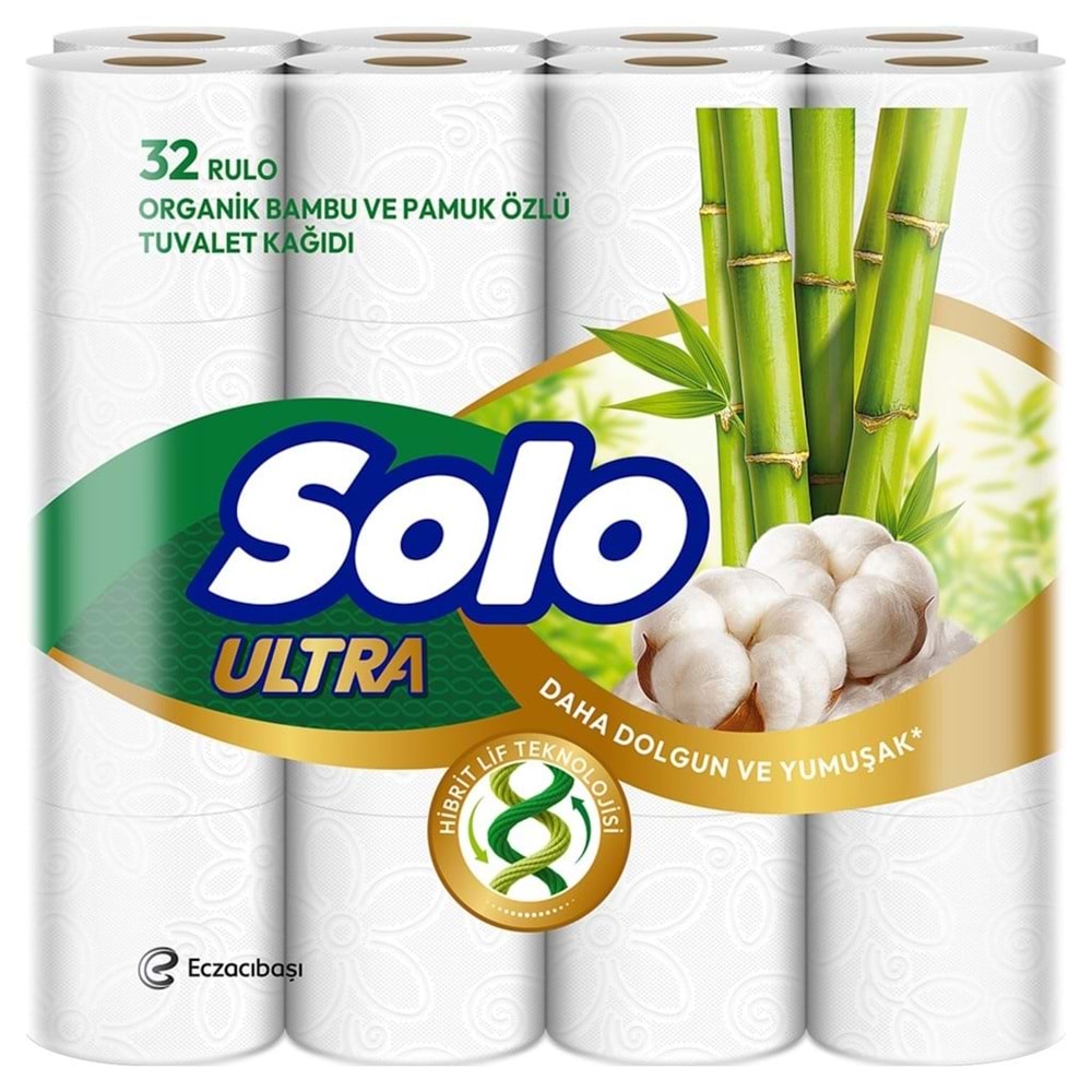 Solo Ultra Tuvalet Kağıdı 32 Li Paket Rulo Organik Bambu ve Pamuk Özlü