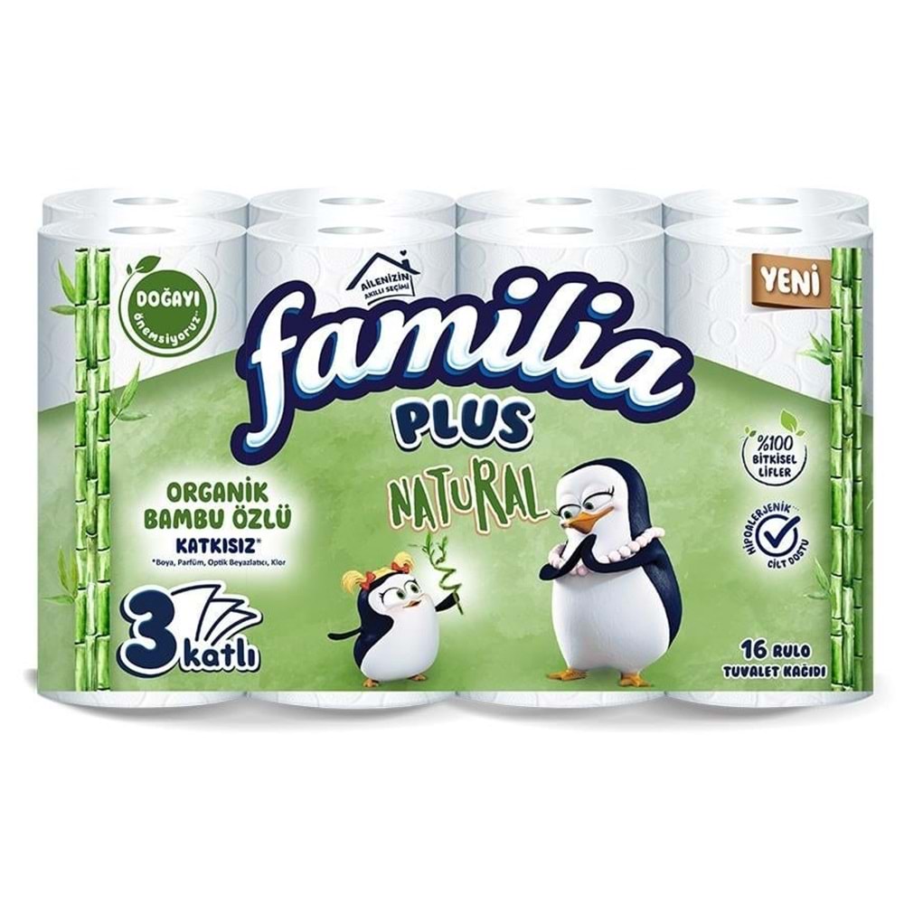 Familia Plus Tuvalet Kağıdı 3 Katlı 16 Lı Paket Natural (Organik Bambu Özlü)