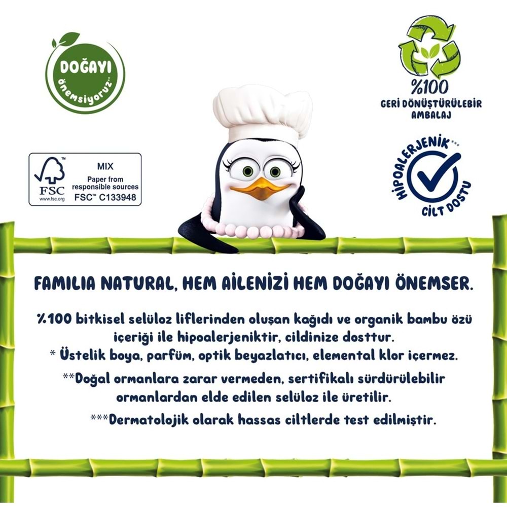 Familia Plus Tuvalet Kağıdı 3 Katlı 16 Lı Paket Natural (Organik Bambu Özlü)