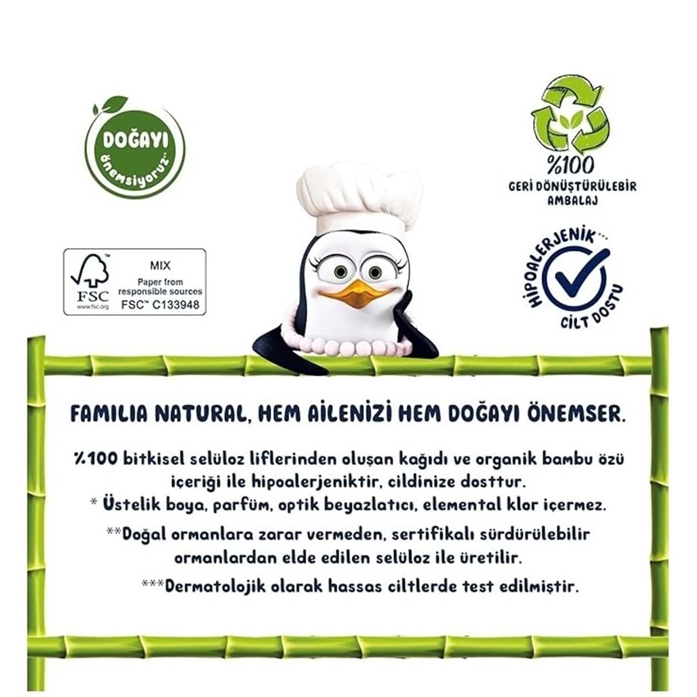 Familia Kağıt Havlu Natural 12 Li Pk (3 Katlı) Organik Bambu özlü