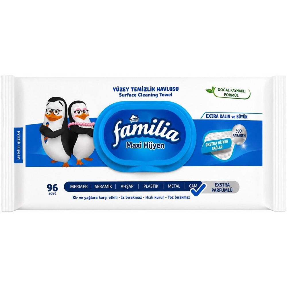 Familia Yüzey Temizlik Havlusu 96 Yaprak Maxi Hijyen Kabartma Doku Plastik Kapaklı