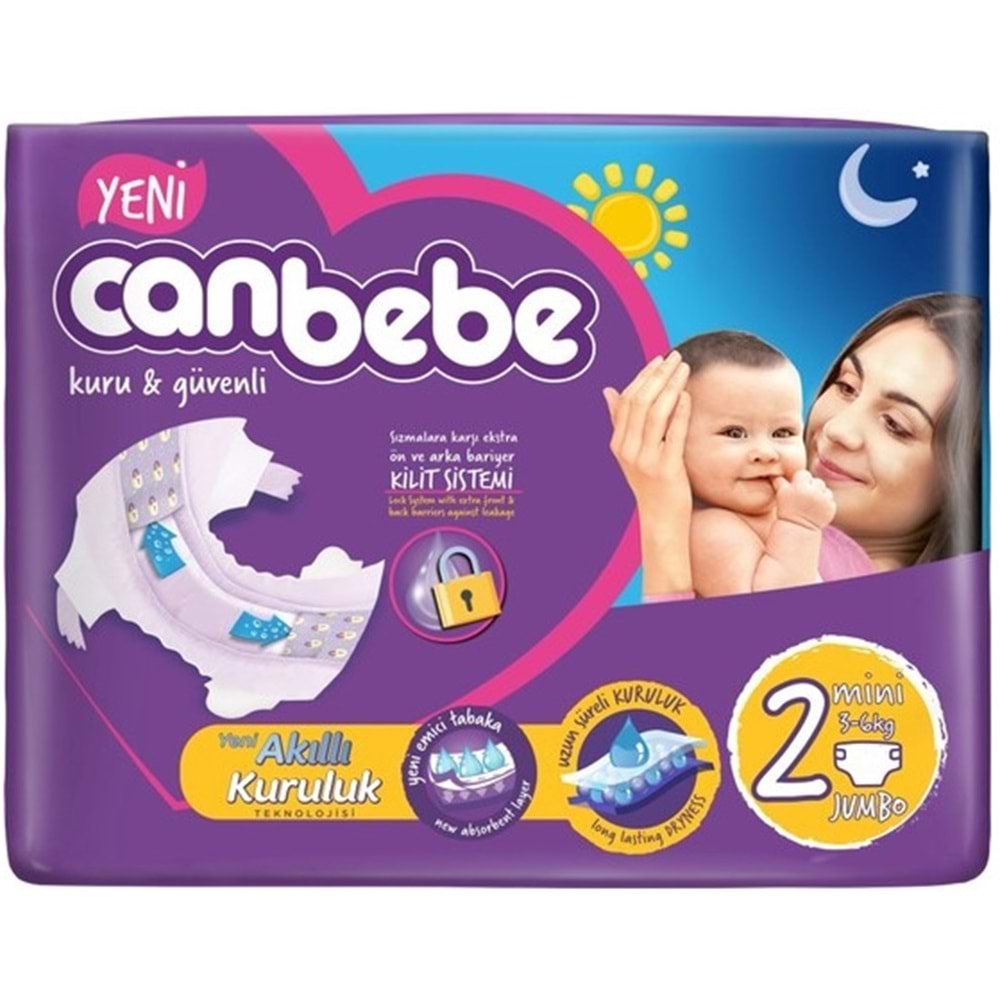 Canbebe Jumbo Beden:2 (3-6Kg) Mini 68 Adet Bebek Bezi