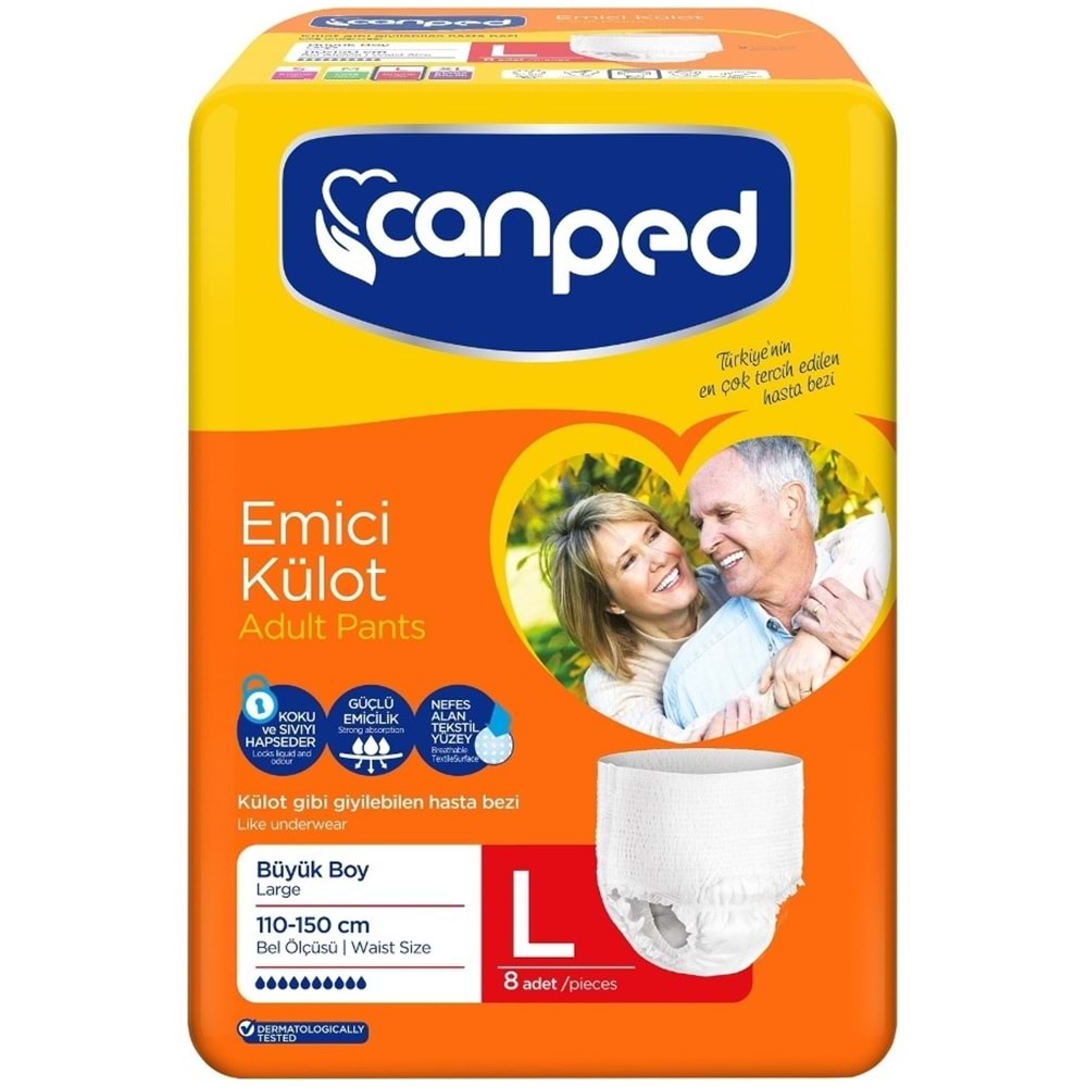 Canped Emici Külot Hasta Bezi L - Büyük - Large (İç Adet 8) Tekli Pk