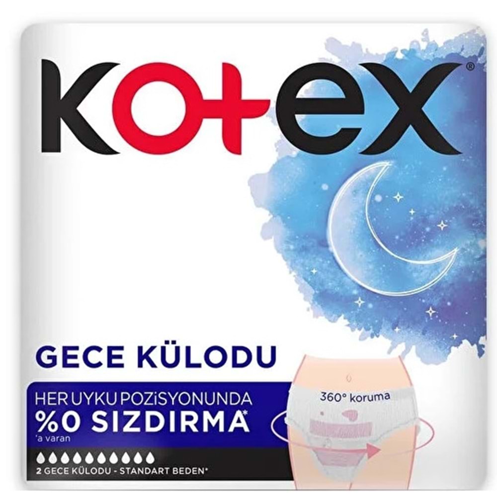 Kotex Gece Külodu / Külot Standart Beden Yoğun ReGl Dönemine Özel Paket içi 2 Adet