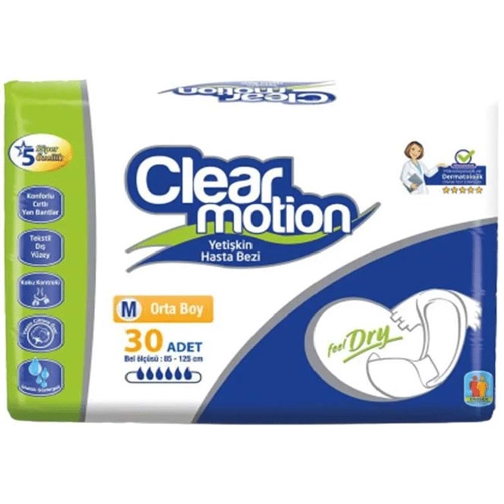 Clearmotion Yetişkin Hasta Bezi Bel Bantlı M - Orta - Medium 30 Adet