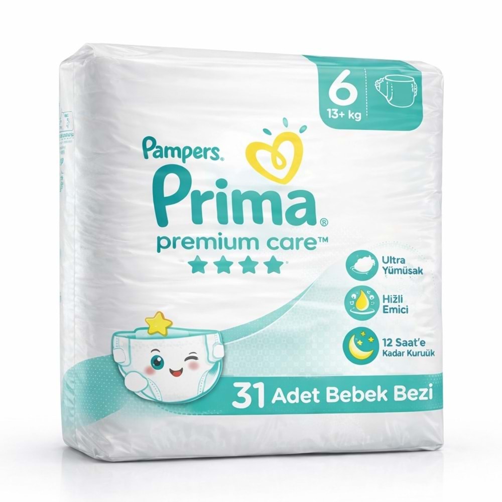 Prima Premium Care Bebek Bezi 6 Beden 13+ Extra Large 31 Adet Fırsat Pk