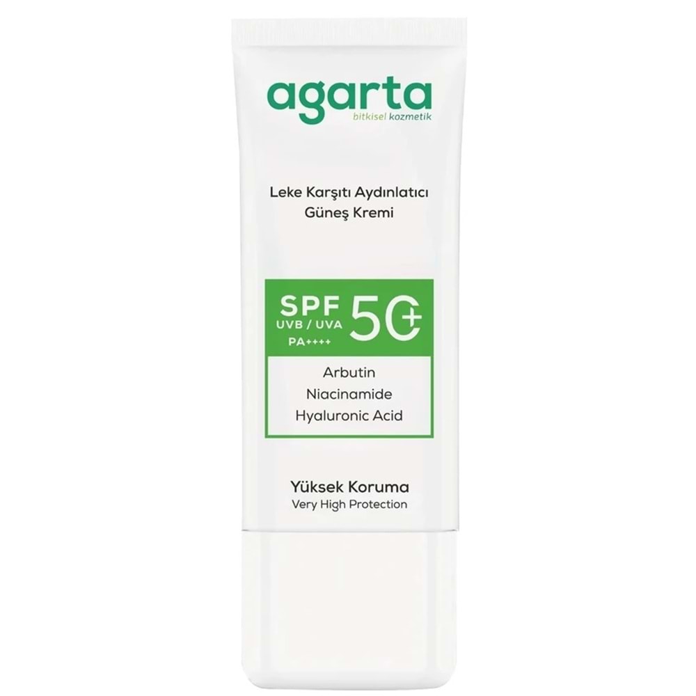 Agarta Leke Karşıtı Aydınlatıcı Spf+50 Faktör Yüz Güneş Kremi 50 ML