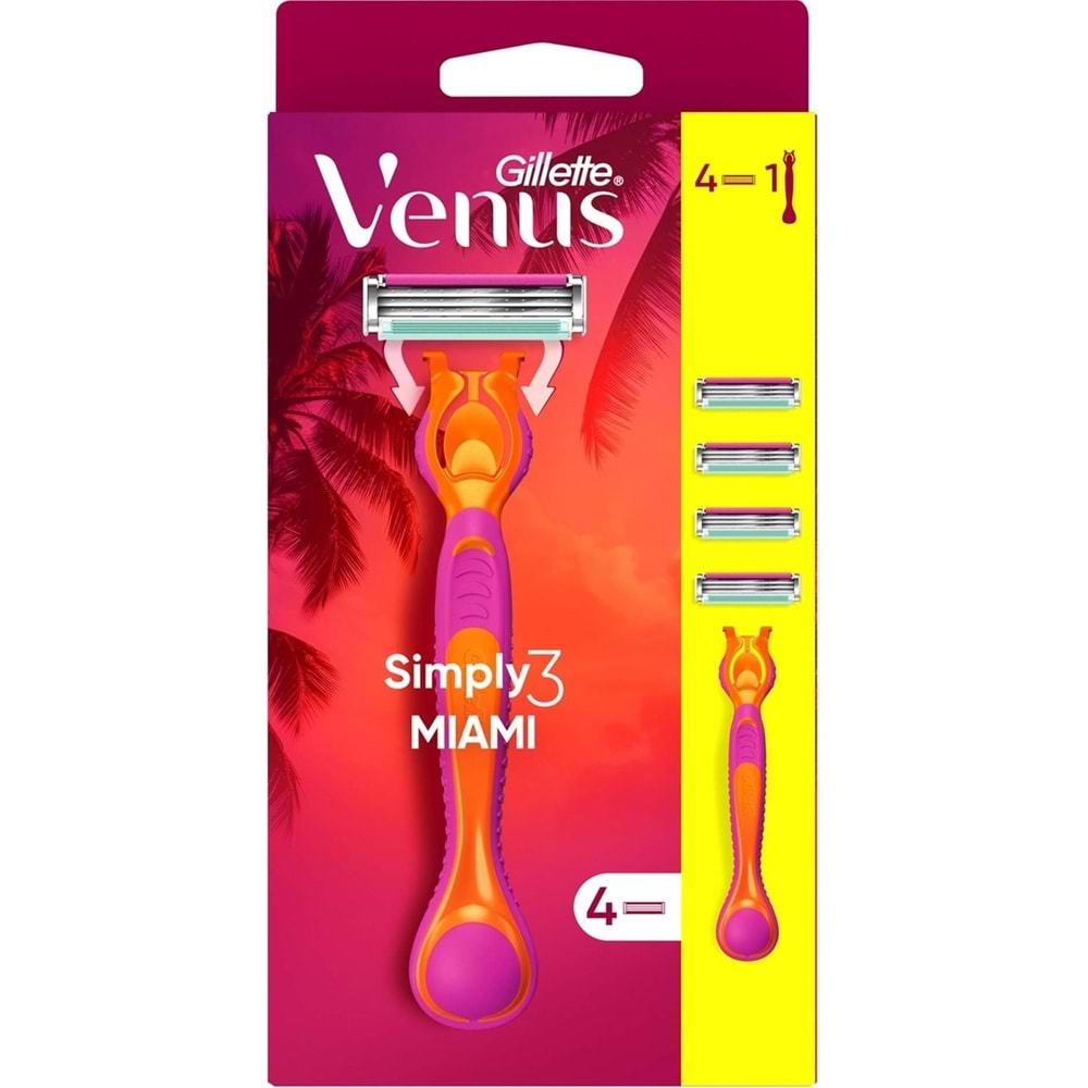 Gillette Venus Gillette Simply 3 Tıraş Makinesi + 3 Yedek Tıraş Bıçağı Kadınlar İçin