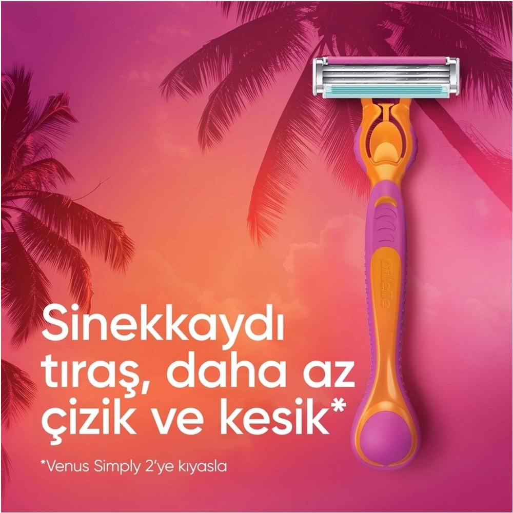 Gillette Venus Gillette Simply 3 Tıraş Makinesi + 3 Yedek Tıraş Bıçağı Kadınlar İçin
