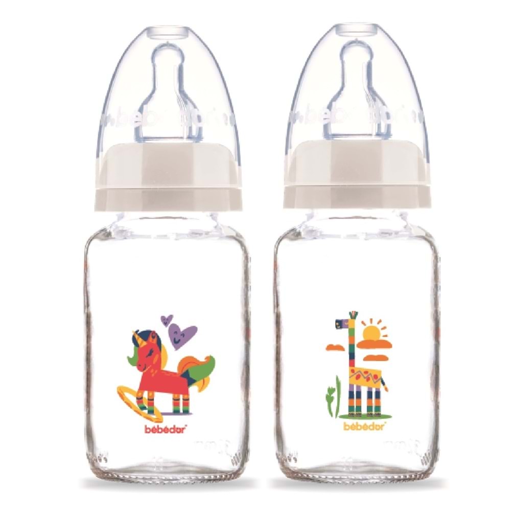 Bebedor Desenli Cam Biberon 125ML (Kod:30302) Seçenekli