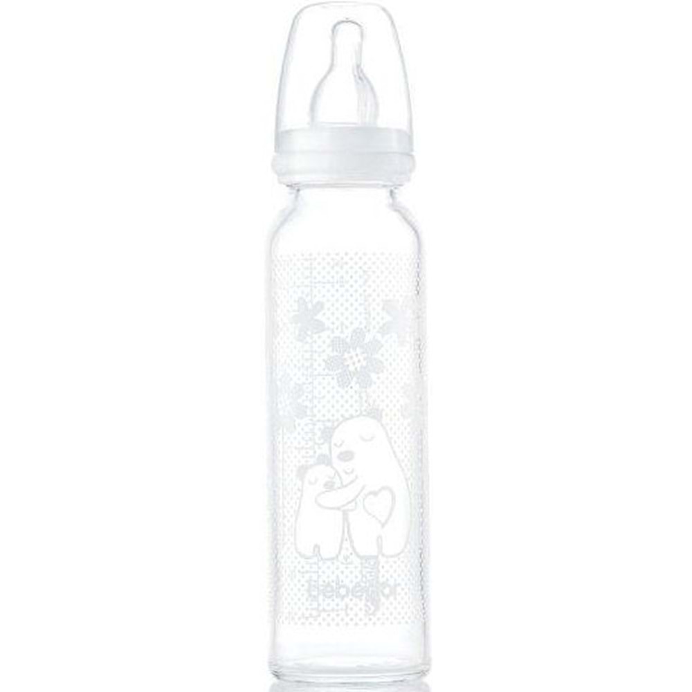 Bebedor Isıya Direnç/Dayanıklı Cam Biberon 250ML (Kod:41302) - Beyaz