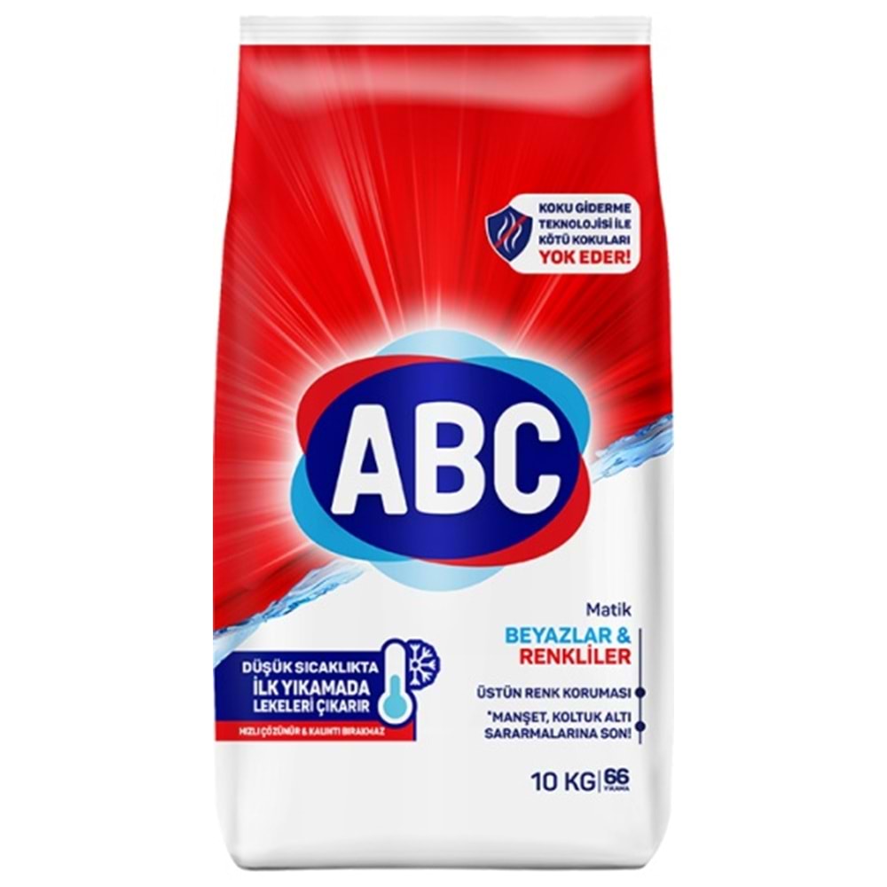 Abc Matik Toz Çamaşır Deterjanı 30KG (3PK*10KG) Klasik Beyazlar & Renkliler (198 Yıkama)