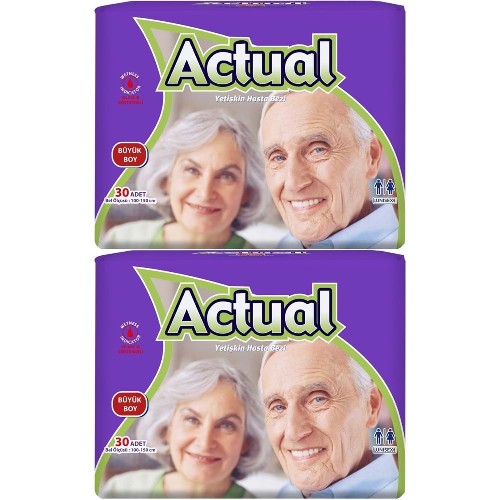 Actual Yetişkin Hasta Bezi Bel Bantlı L - Large - Büyük 60 Adet (2PK*30)
