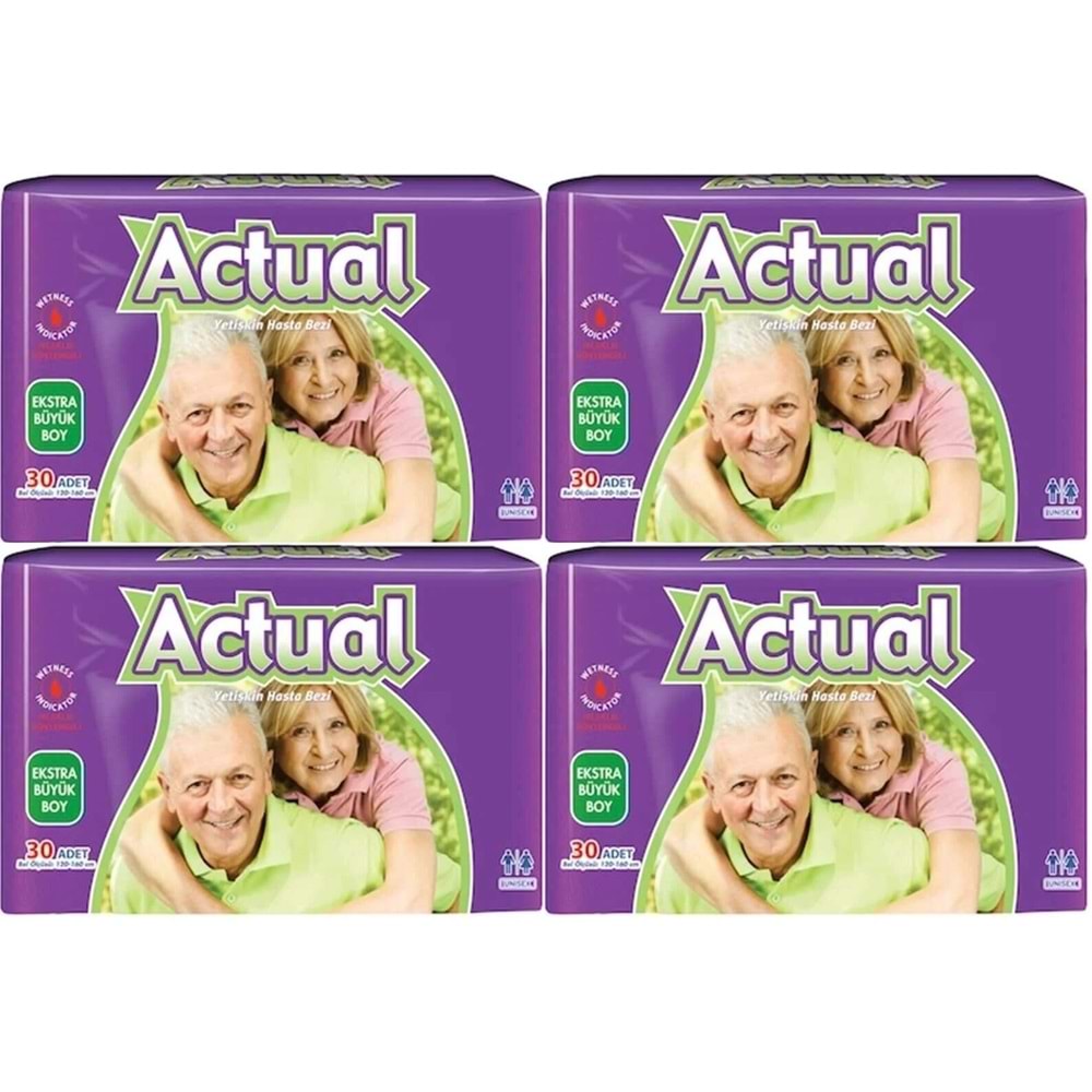 Actual Yetişkin Hasta Bezi Bel Bantlı XL - Ekstra Büyük - Extra Large 120 Adet (4PK*30)
