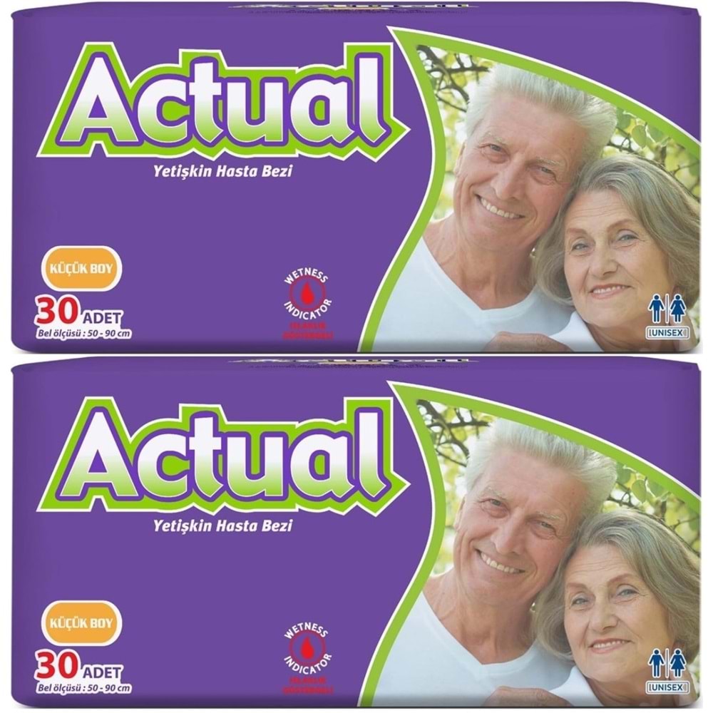 Actual Yetişkin Hasta Bezi Bel Bantlı S - Small - Küçük 60 Adet (2PK*30)