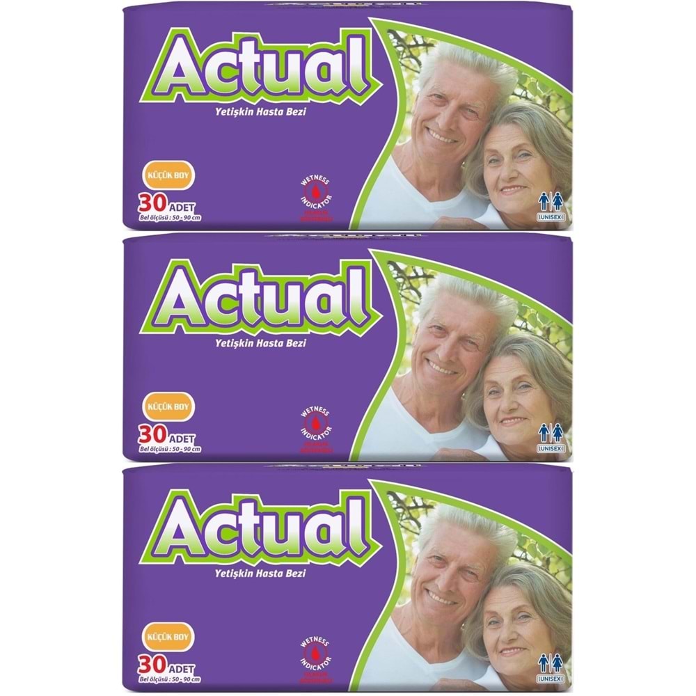 Actual Yetişkin Hasta Bezi Bel Bantlı S - Small - Küçük 90 Adet (3PK*30)