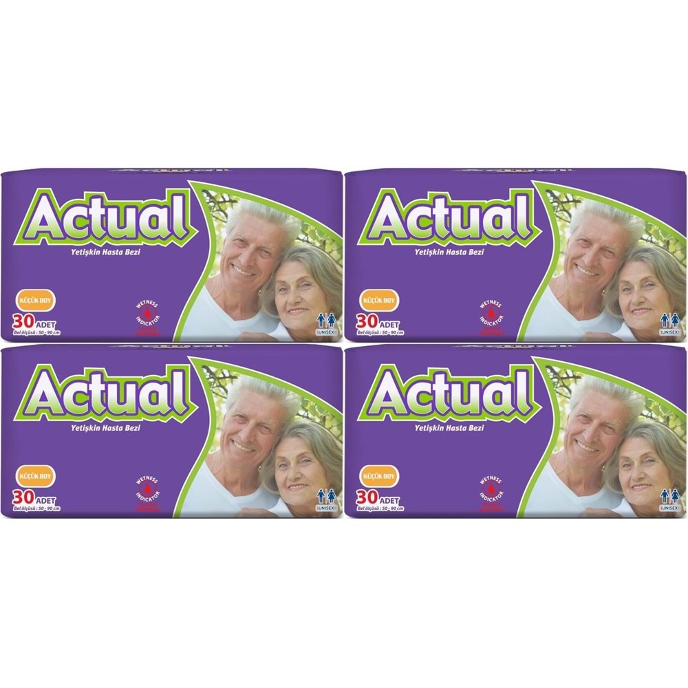 Actual Yetişkin Hasta Bezi Bel Bantlı S - Small - Küçük 120 Adet (4PK*30)