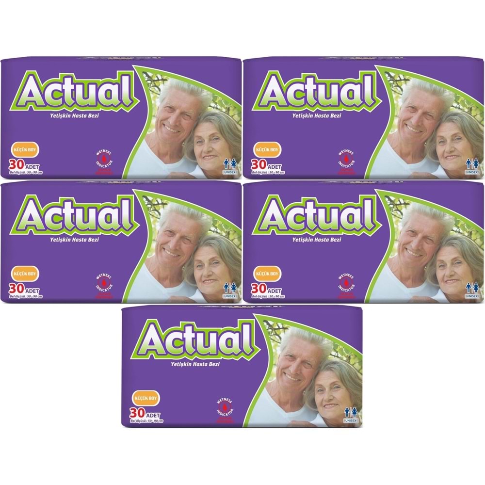 Actual Yetişkin Hasta Bezi Bel Bantlı S - Small - Küçük 150 Adet (5PK*30)