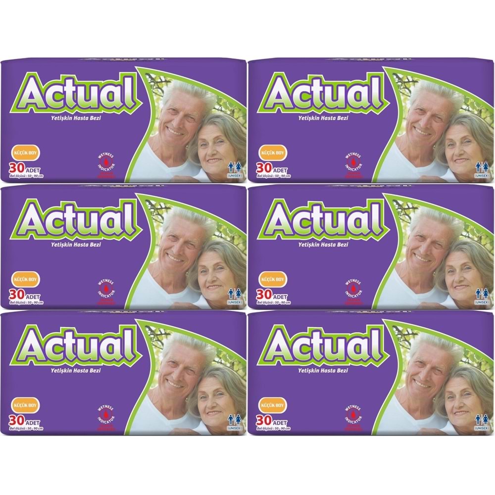 Actual Yetişkin Hasta Bezi Bel Bantlı S - Small - Küçük 180 Adet (6PK*30)