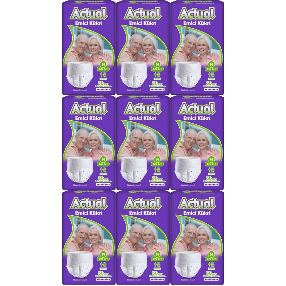 Actual Emici Külot Yetişkin Bezi M - Medium - Orta (Islaklık Göstergeli) 270 Adet