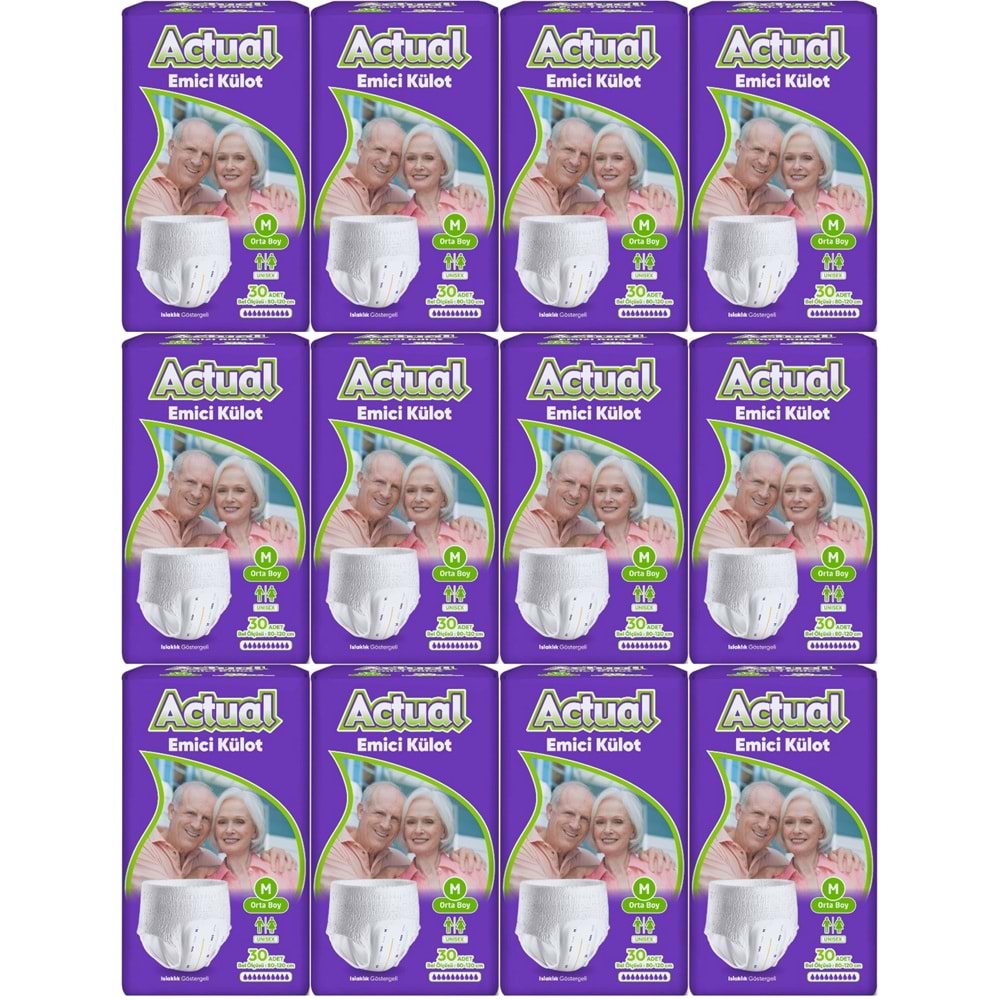 Actual Emici Külot Yetişkin Bezi M - Medium - Orta (Islaklık Göstergeli) 360 Adet