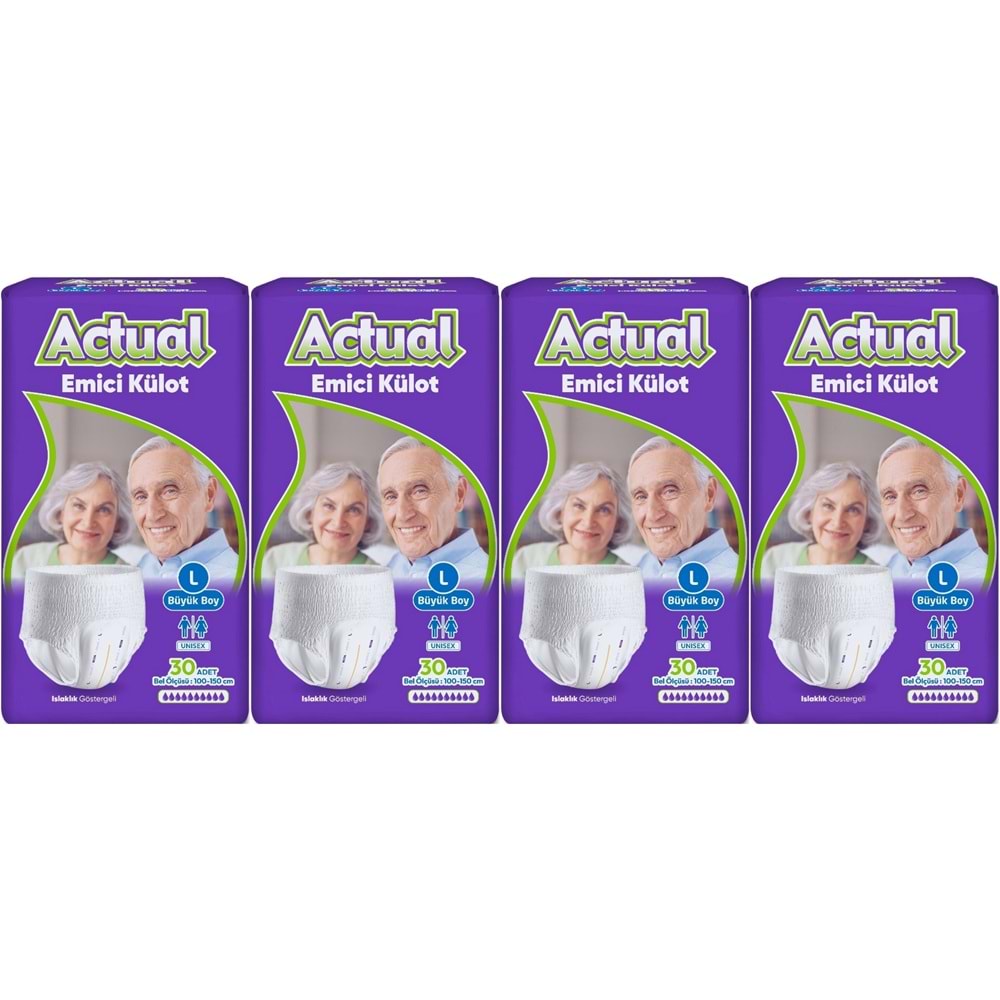 Actual Emici Külot Yetişkin Bezi L - Large - Büyük (Islaklık Göstergeli) 120 Adet