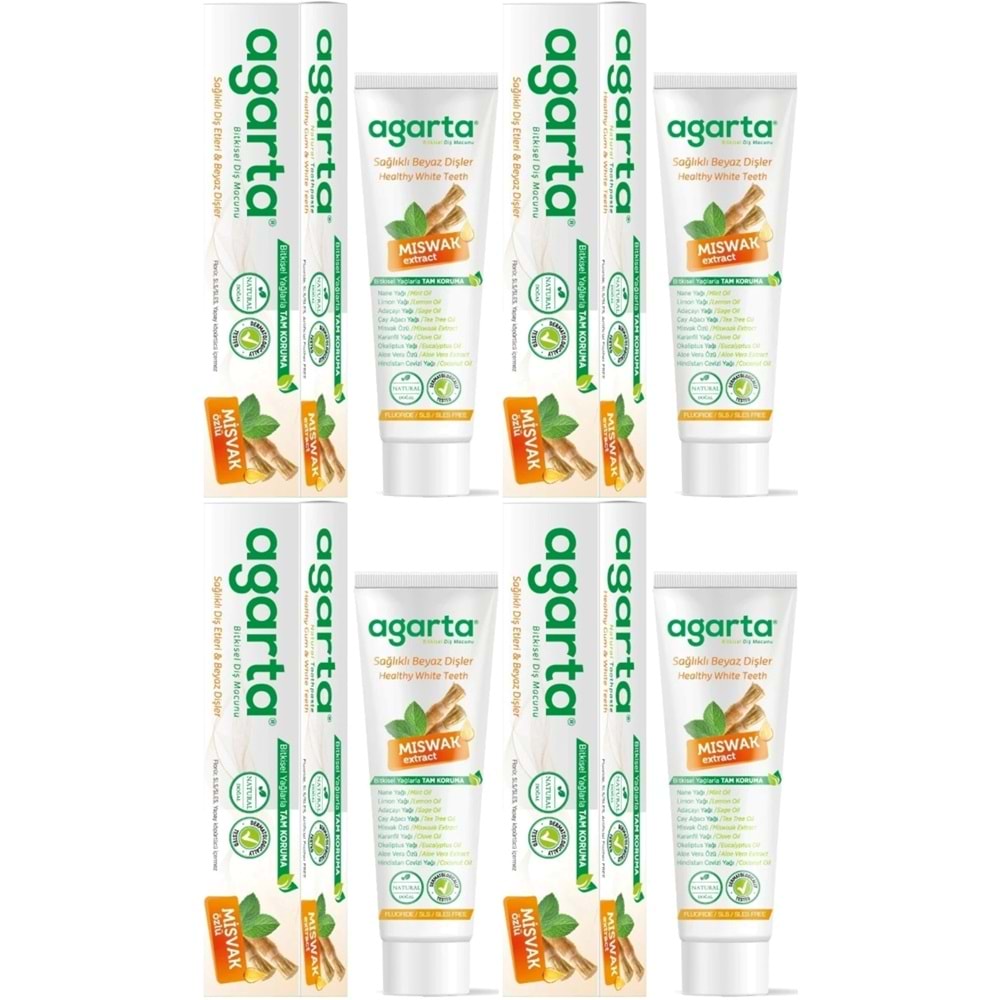 Agarta Doğal Diş Macunu 100ML Misvak özlü (4 Lü Set)