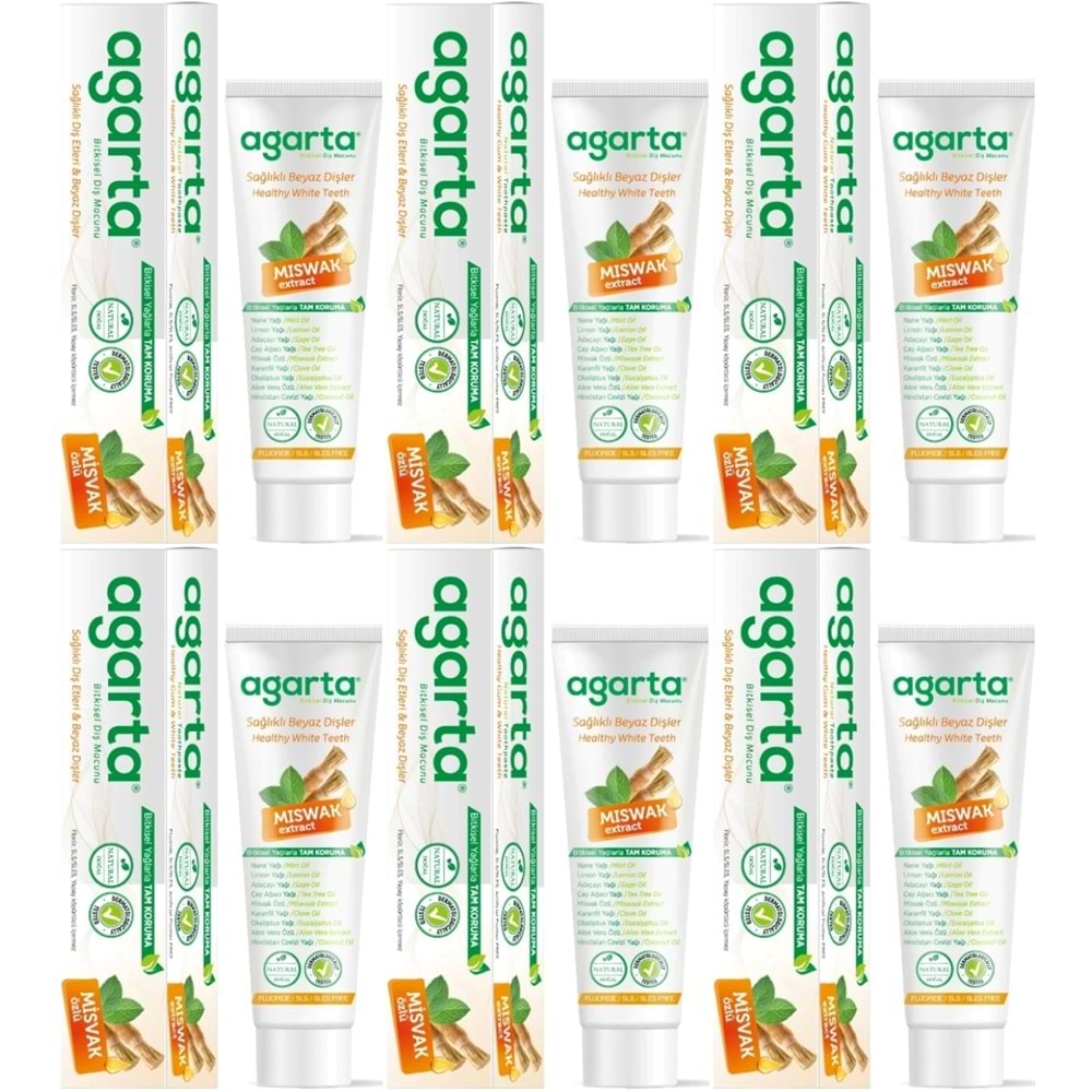 Agarta Doğal Diş Macunu 100ML Misvak özlü (6 Lı Set)