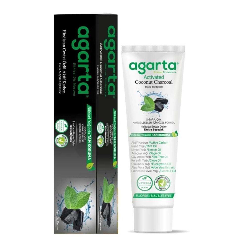 Agarta Doğal Diş Macunu 100ML Aktif Karbonlu (2 Li Set)