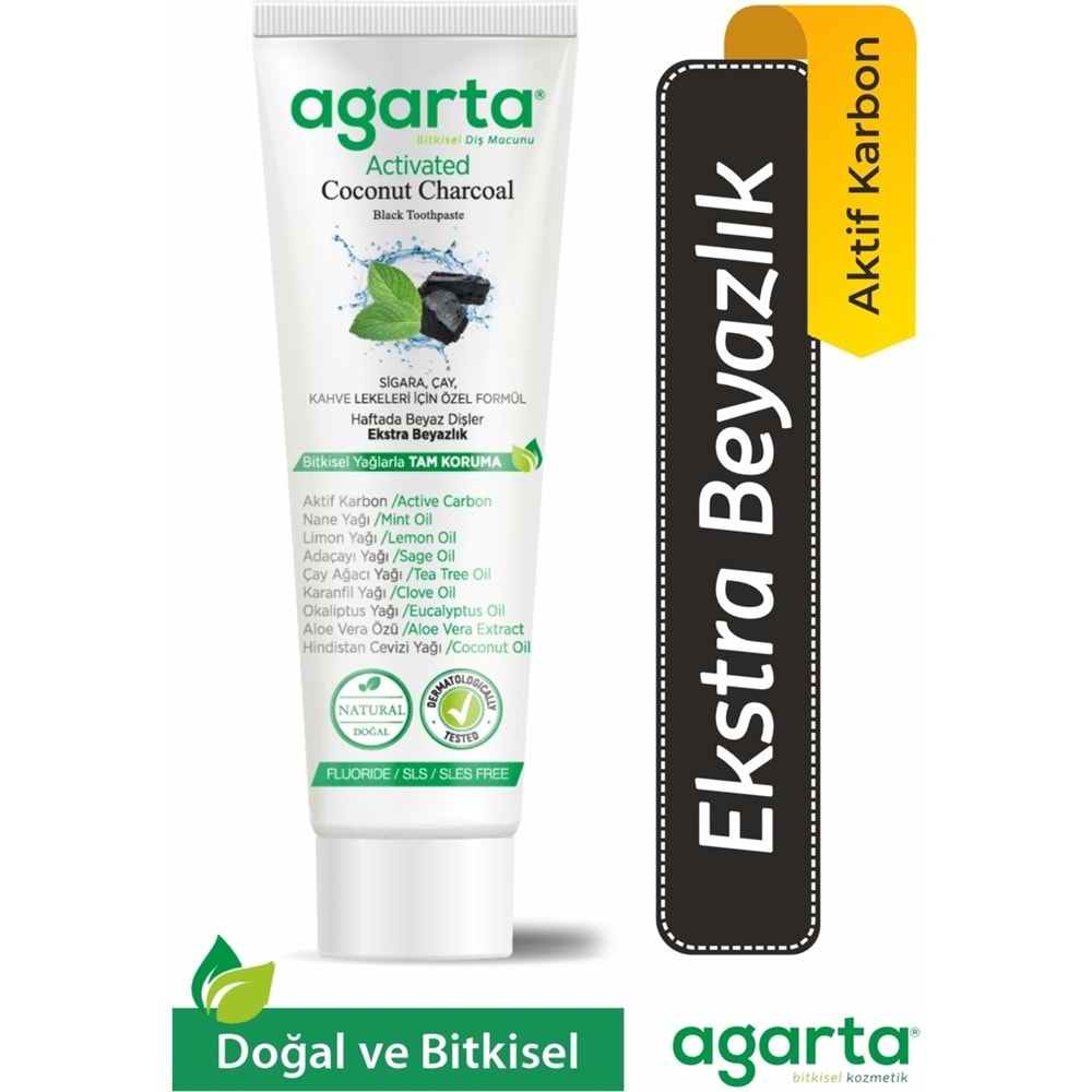 Agarta Doğal Diş Macunu 100ML Aktif Karbonlu (2 Li Set)