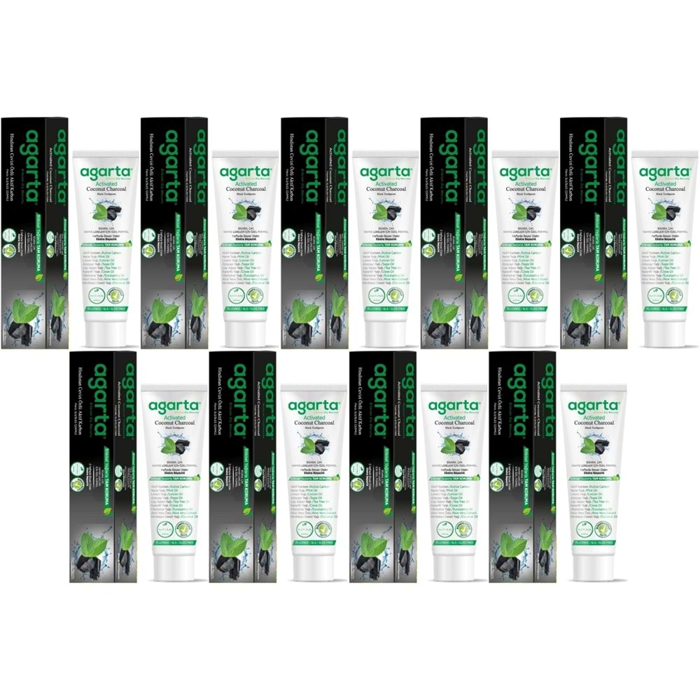 Agarta Doğal Diş Macunu 100ML Aktif Karbonlu (9 Lu Set)