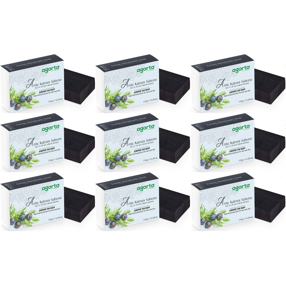 Agarta El Yapımı Doğal Sabun 150GR Ardıç Katranı (9 Lu Set)
