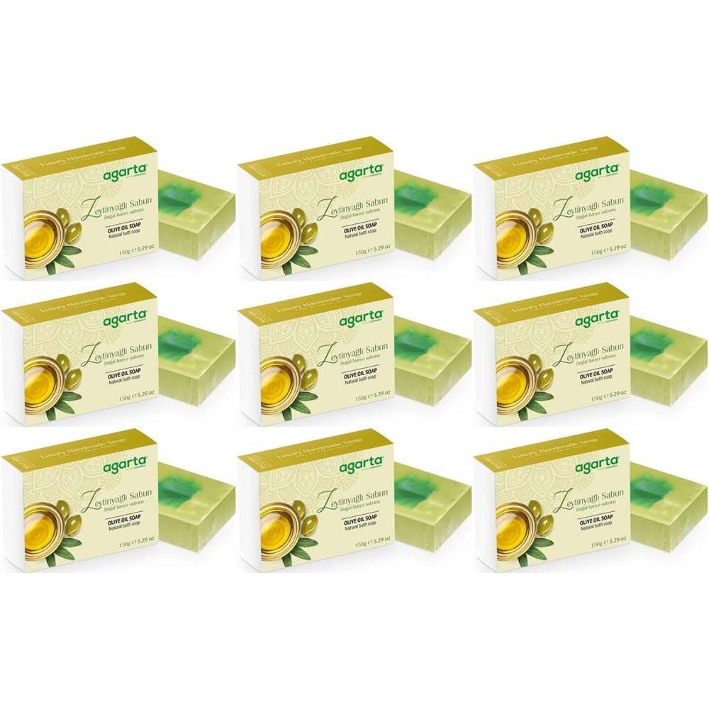 Agarta El Yapımı Doğal Sabun 150GR Zeytinyağlı (9 Lu Set)