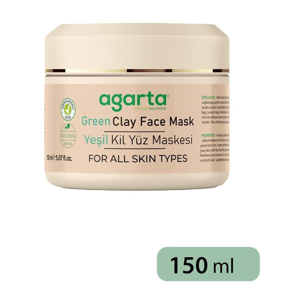Agarta Doğal Yeşil Kil Yüz Maskesi 150ML (6 Lı Set)