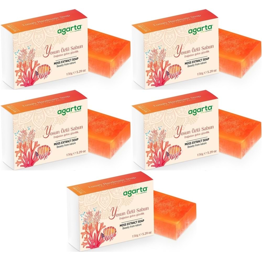 Agarta El Yapımı Doğal Sabun 150GR Yosun Özlü (5 Li Set)