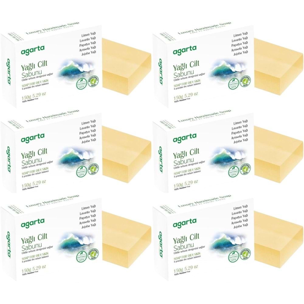 Agarta El Yapımı Doğal Sabun 150GR Yağlı Cilt (6 Lı Set)