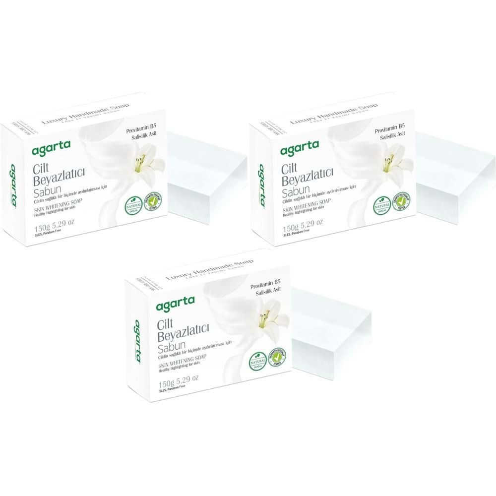 Agarta El Yapımı Doğal Sabun 150GR Cilt Beyazlatıcı (3 Lü Set)