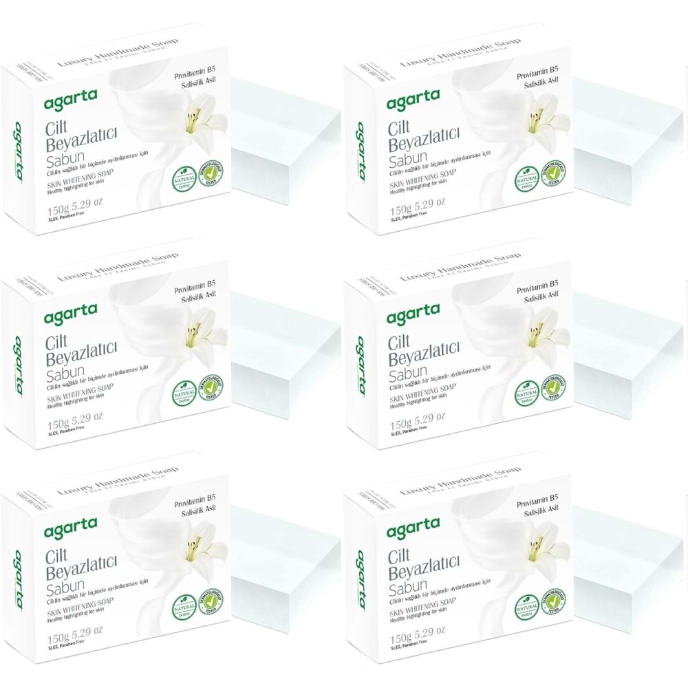 Agarta El Yapımı Doğal Sabun 150GR Cilt Beyazlatıcı (6 Lı Set)