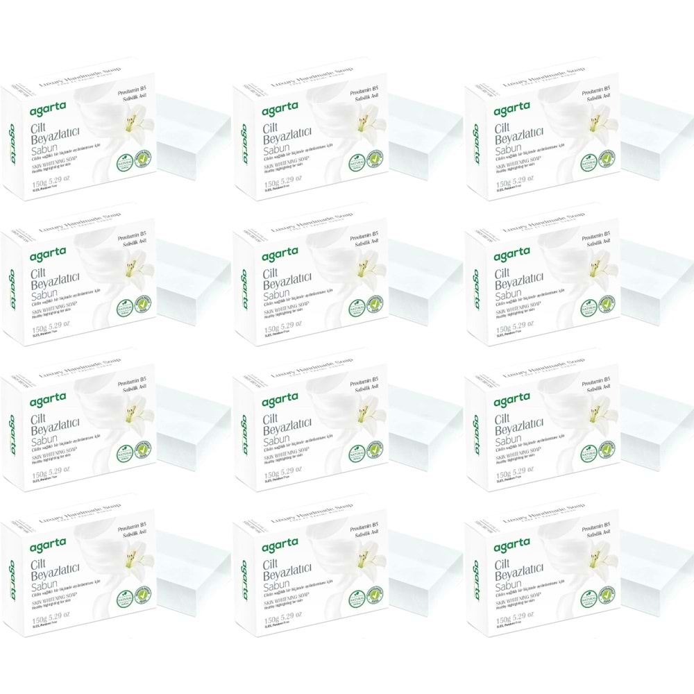 Agarta El Yapımı Doğal Sabun 150GR Cilt Beyazlatıcı (12 Li Set)