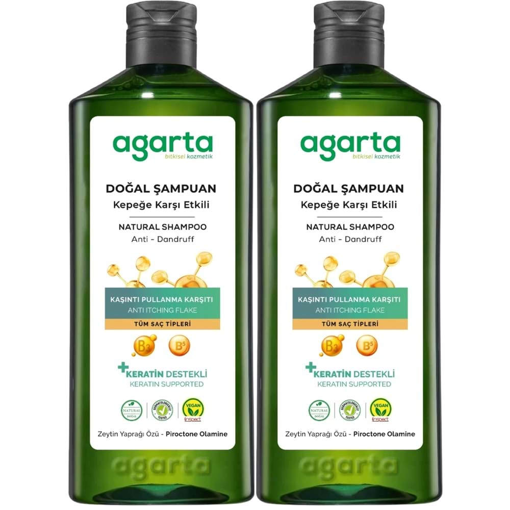 Agarta Doğal Şampuan 400 ML Kepek Karşı Etkili - Kaşıntı Pullanma Karşıtı (2 Li Set)
