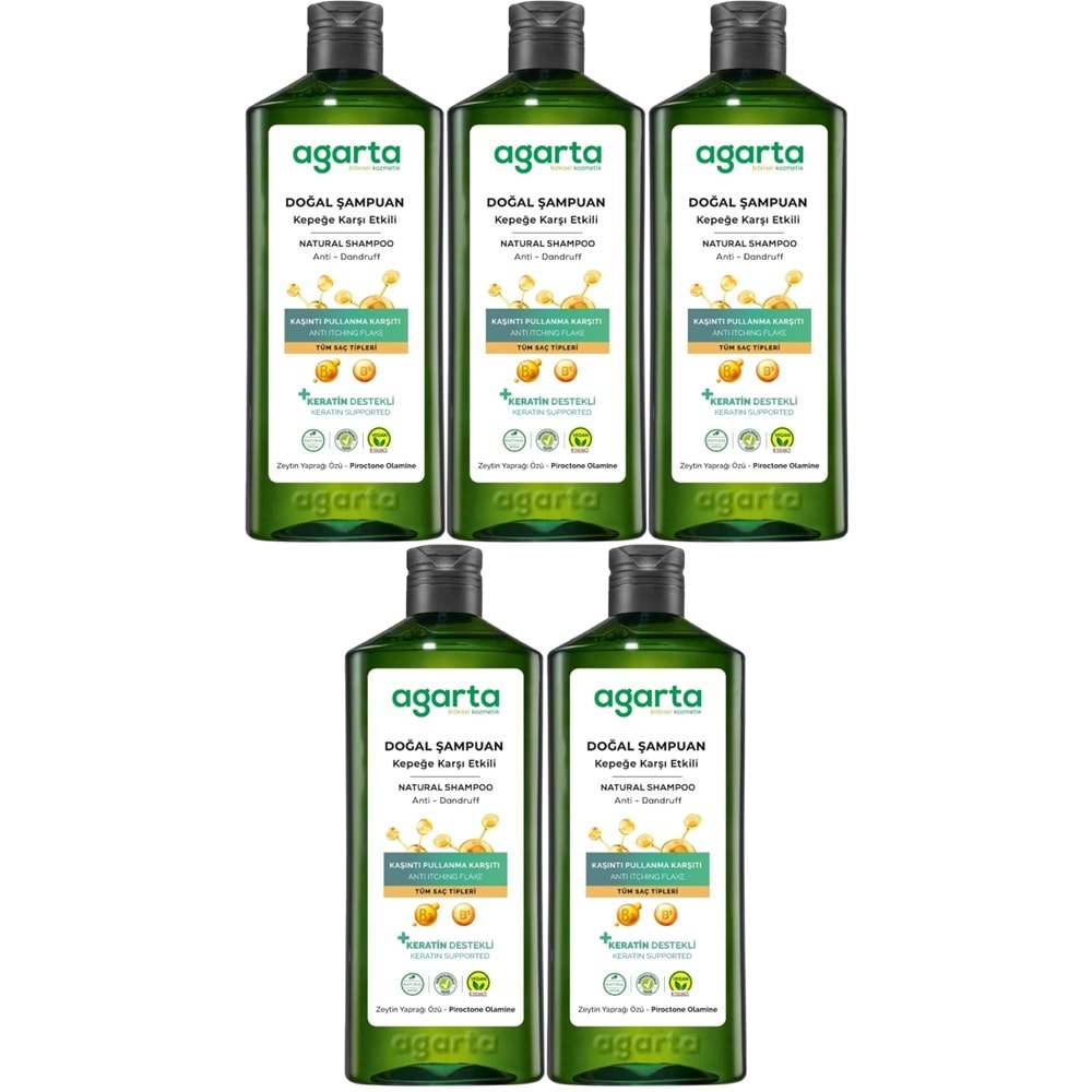 Agarta Doğal Şampuan 400 ML Kepek Karşı Etkili - Kaşıntı Pullanma Karşıtı (5 Li Set)