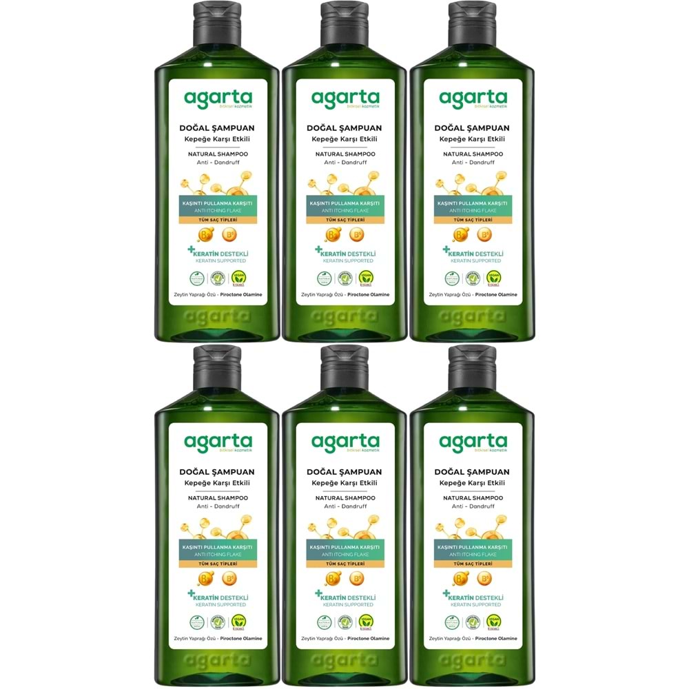 Agarta Doğal Şampuan 400 ML Kepek Karşı Etkili - Kaşıntı Pullanma Karşıtı (6 Lı Set)