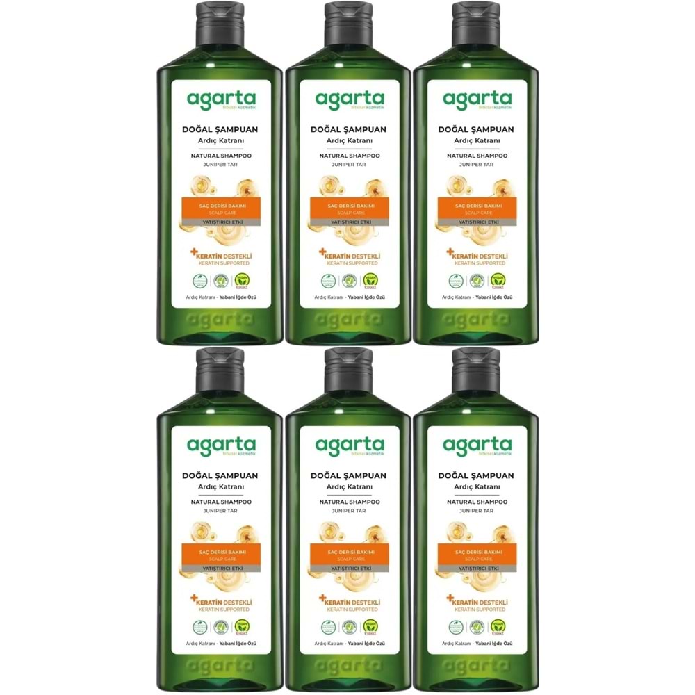 Agarta Doğal Şampuan 400 ML Ardıç Katranı ve Keratin (6 Lı Set)