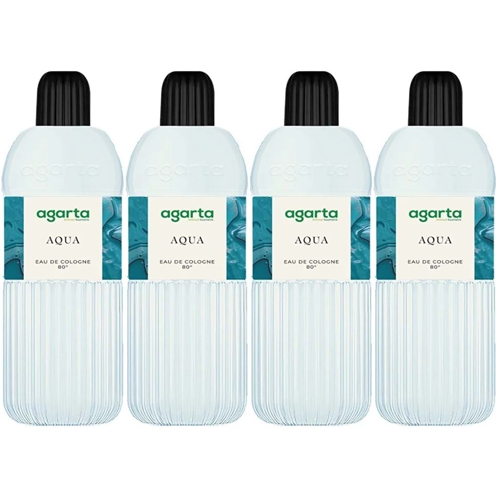 Agarta Kolonya 400 ML Aqua 80 Derece Pet Şişe (4 Lü Set)